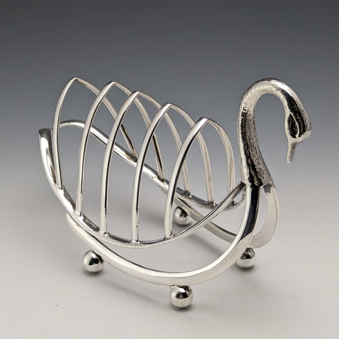 British Vintage Silver Plated Swan Toast Rack